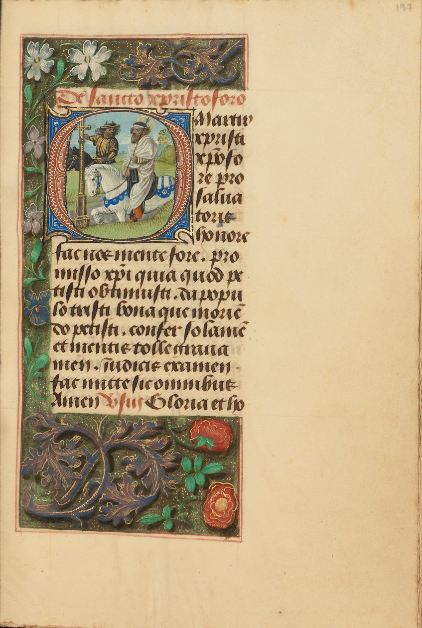 Alkukirjain O: Saint Christopher tekijältä Master of the Dresden Prayer Book