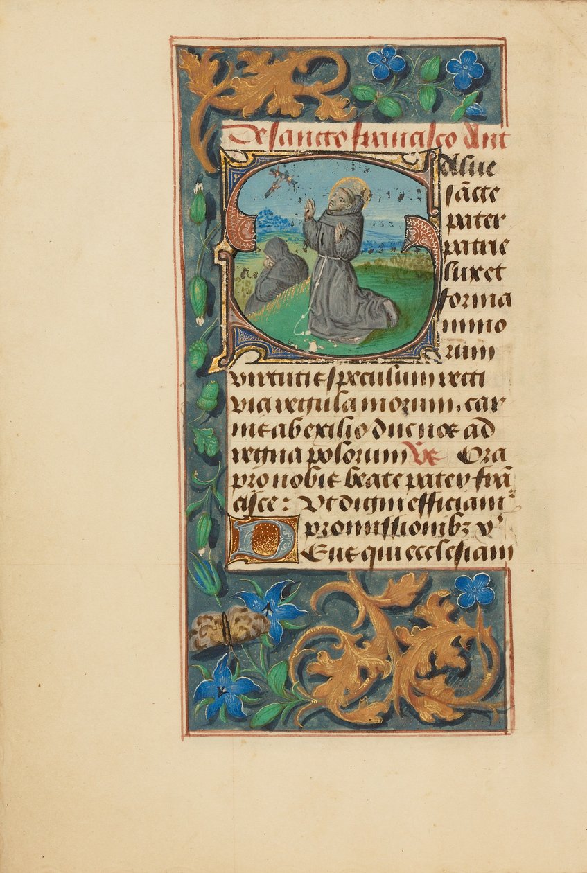 Alkuperäinen S: Franciscuksen leimautuminen tekijältä Master of the Dresden Prayer Book
