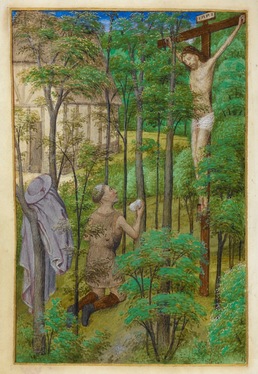 Pyhä Hieronymus autiomaassa. tekijältä Master of the Dresden Prayer Books