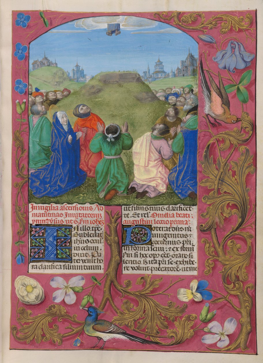 Temporale (2. osa: pääsiäissunnuntaista adventtia edeltävään sunnuntaihin), . Kristuksen Ascension (taivaaseenastumispäivä). tekijältä Master of the Dresden Prayer Books
