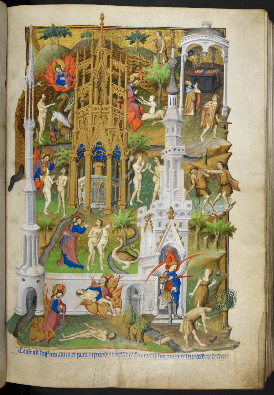 add_ms_18850_f014r Kohtauksia luomisesta ja syksystä elokuvasta "The Bedford Hours" tekijältä Master of the Duke of Bedford