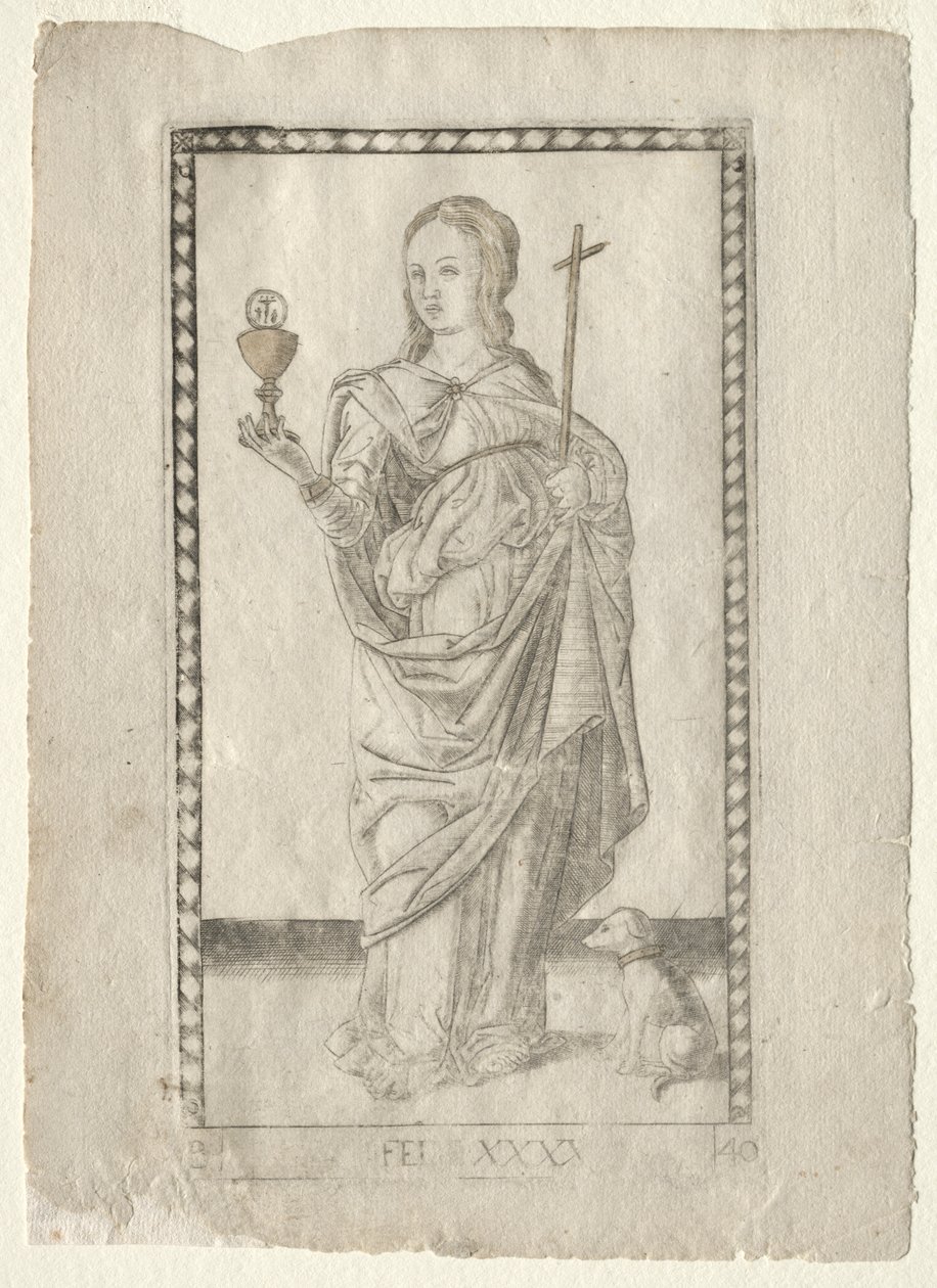 Faith from the Tarocchi, sarja B: Cosmic Principles & Virtues, #40, ennen vuotta 1467. tekijältä Master of the E Series Tarocchi