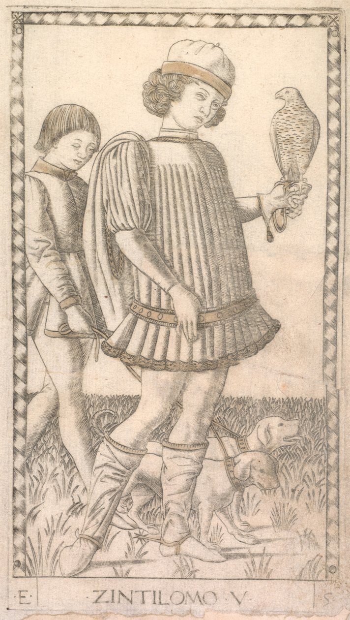 Gentleman Tarocchi-sarjasta E: Conditions of Man, #5, c. 1465. tekijältä Master of the E Series Tarocchi