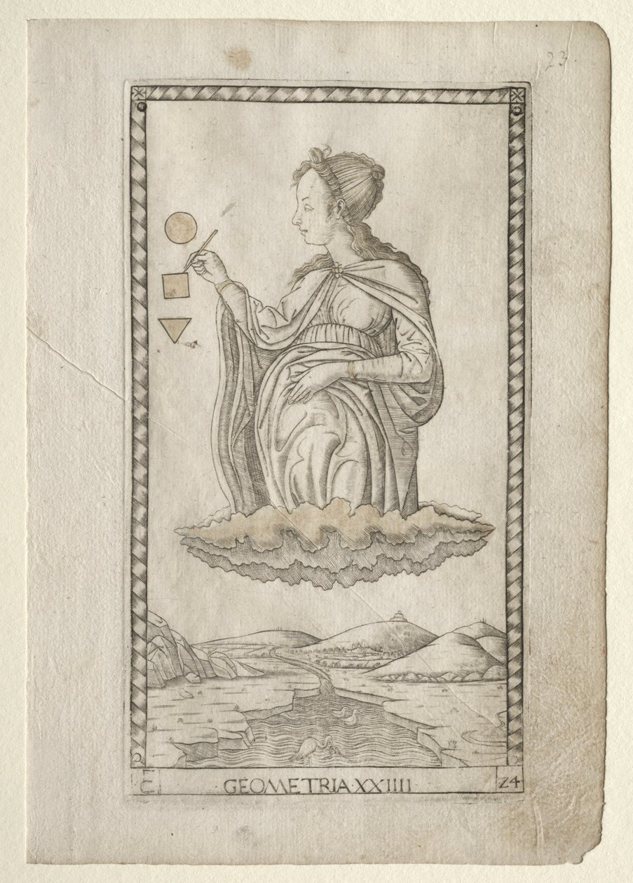 Geometria Tarocchista, sarja C: Liberal Arts, #24, ennen vuotta 1467. tekijältä Master of the E Series Tarocchi