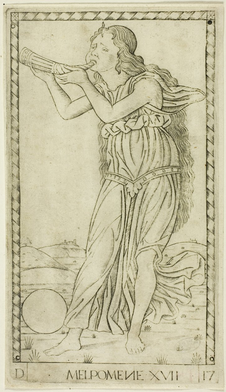 Melpomene, levy seitsemäntoista Apollolta ja muusilta tekijältä Master of the E Series Tarocchi