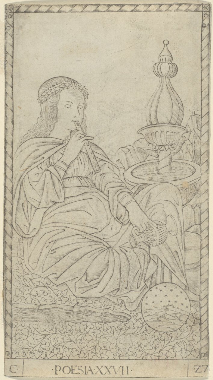 Poetry, plate 27 from Arts and Sciences tekijältä Master of the E Series Tarocchi