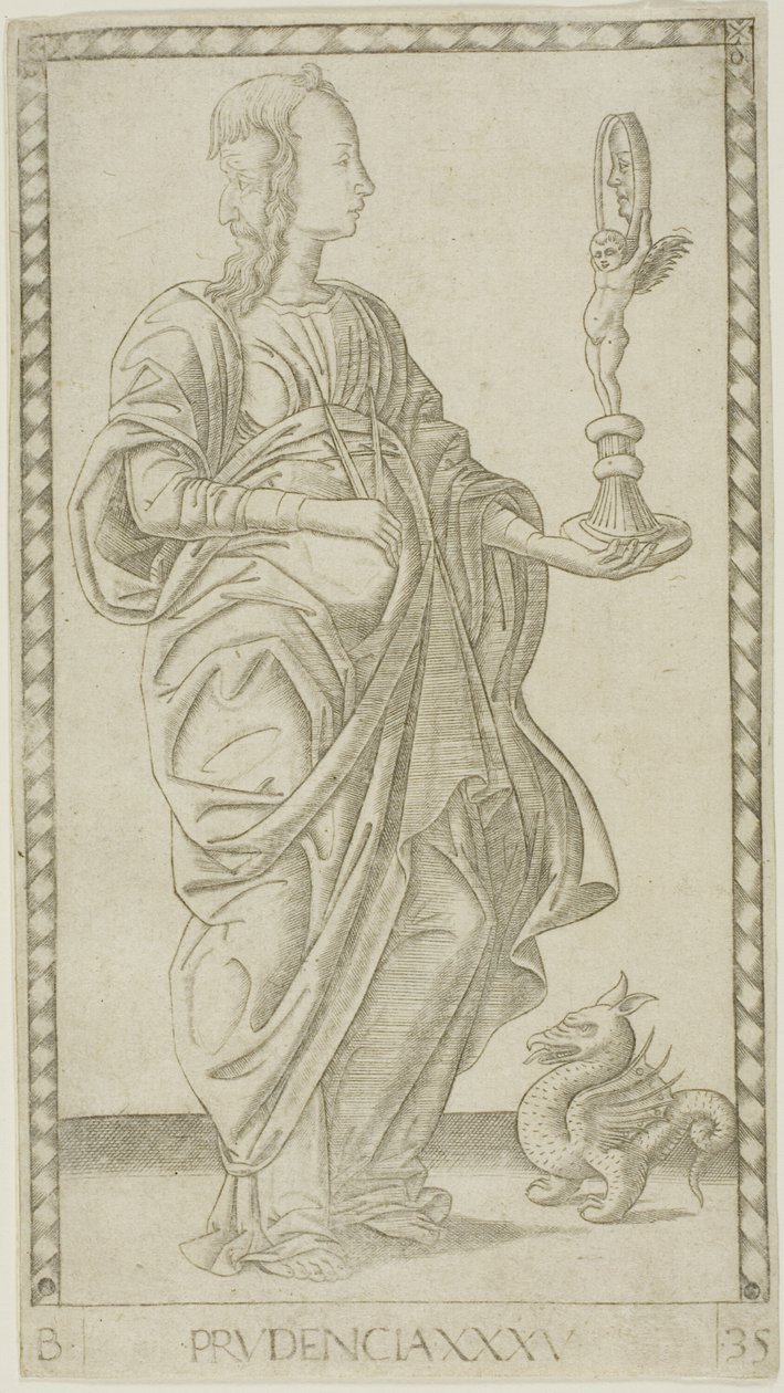 Prudence, levy 35, Genii and Virtues tekijältä Master of the E Series Tarocchi