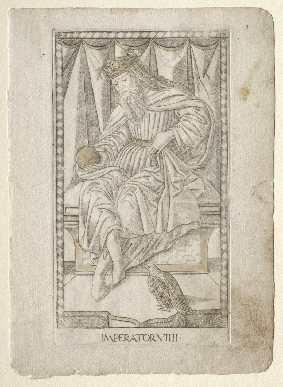 Keisari Tarocchista, sarja E: Ihmisen olosuhteet, #9, ennen vuotta 1467. tekijältä Master of the E Series Tarocchi