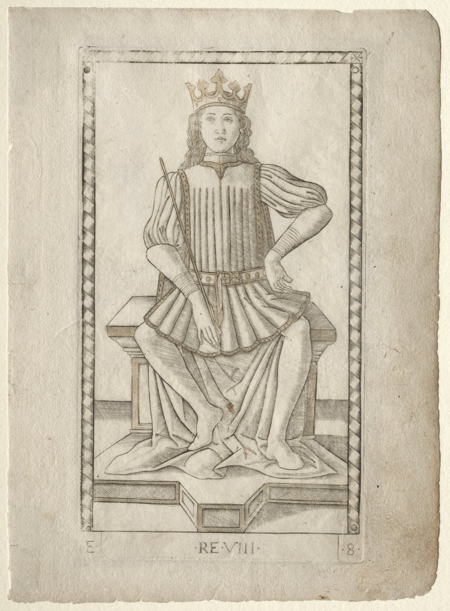 The King from the Tarocchi, sarja E: Conditions of Man, #8, ennen vuotta 1467. tekijältä Master of the E Series Tarocchi
