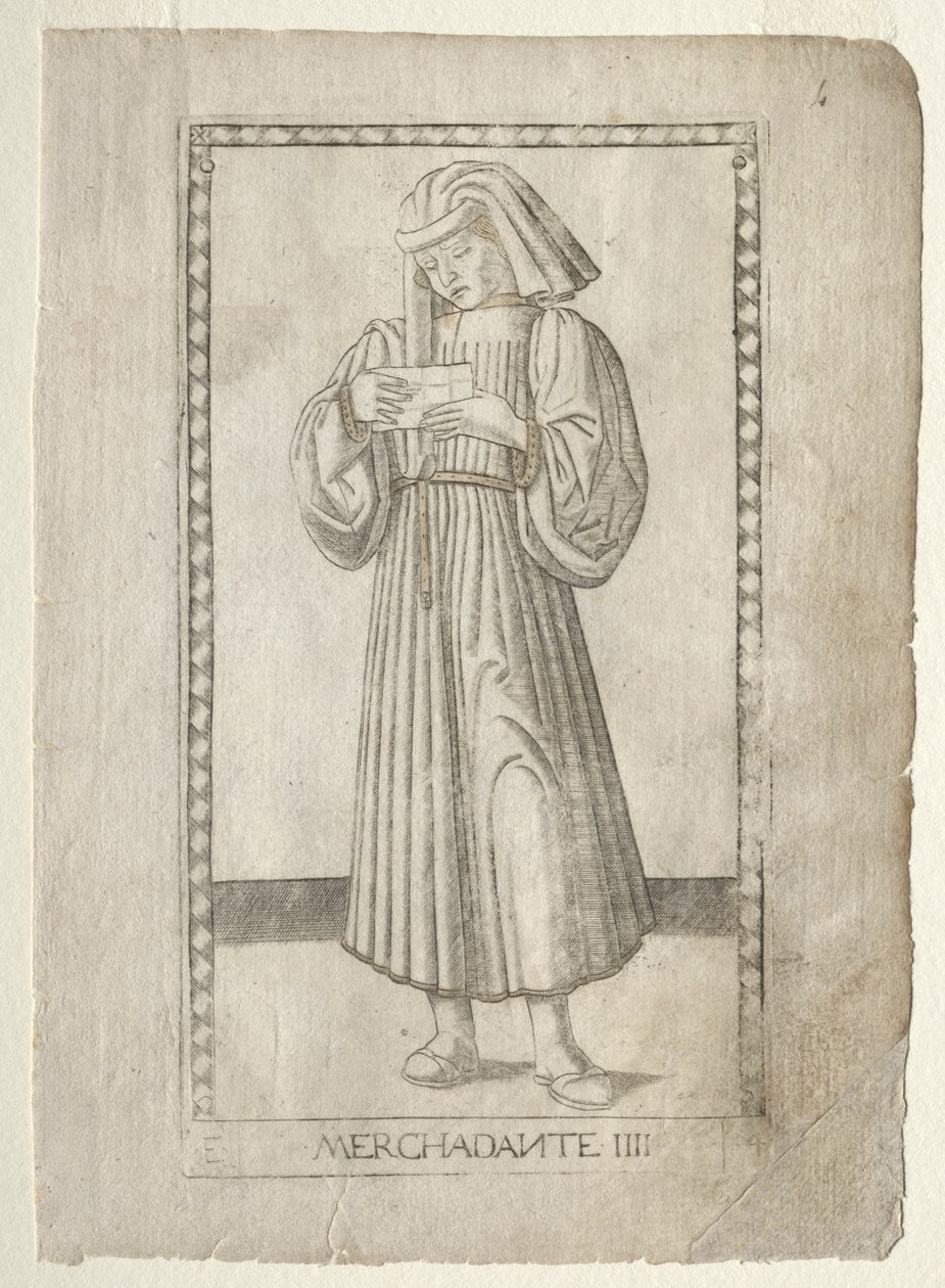 The Merchant from the Tarocchi, sarja E: Conditions of Man, #4, ennen vuotta 1467. tekijältä Master of the E Series Tarocchi