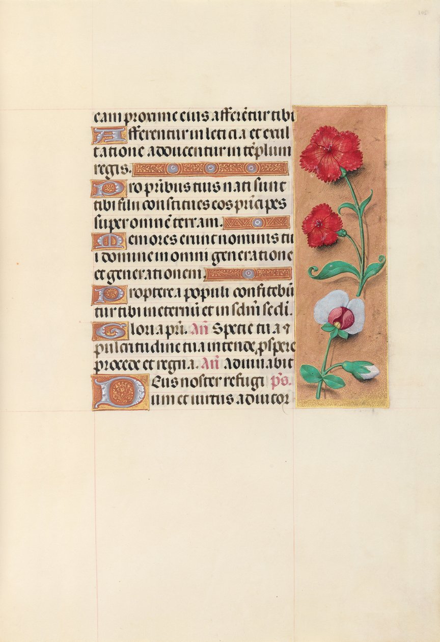 Kuningatar Isabella Katolisen, Espanjan kuningatar: Fol. 105r, c. 1500. tekijältä Master of the First Prayerbook of Maximillian