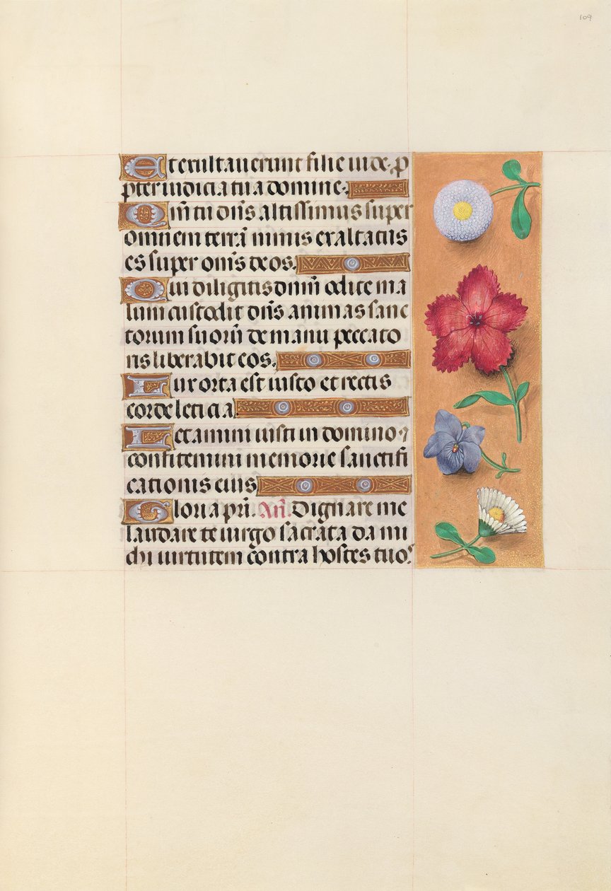 Kuningatar Isabella Katolisen, Espanjan kuningatar: Fol. 109r, c. 1500. tekijältä Master of the First Prayerbook of Maximillian