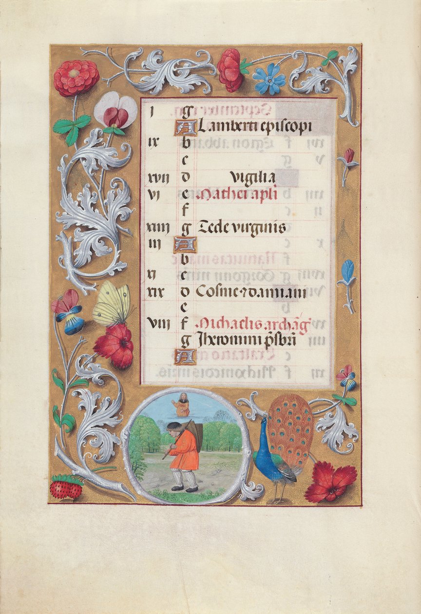 Kuningatar Isabella Katolisen, Espanjan kuningatar: Fol. 10v, syyskuu, c. 1500. tekijältä Master of the First Prayerbook of Maximillian