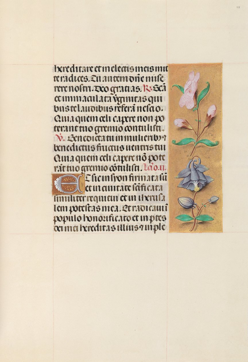 Kuningatar Isabella Katolisen, Espanjan kuningatar: Fol. 111r, c. 1500. tekijältä Master of the First Prayerbook of Maximillian