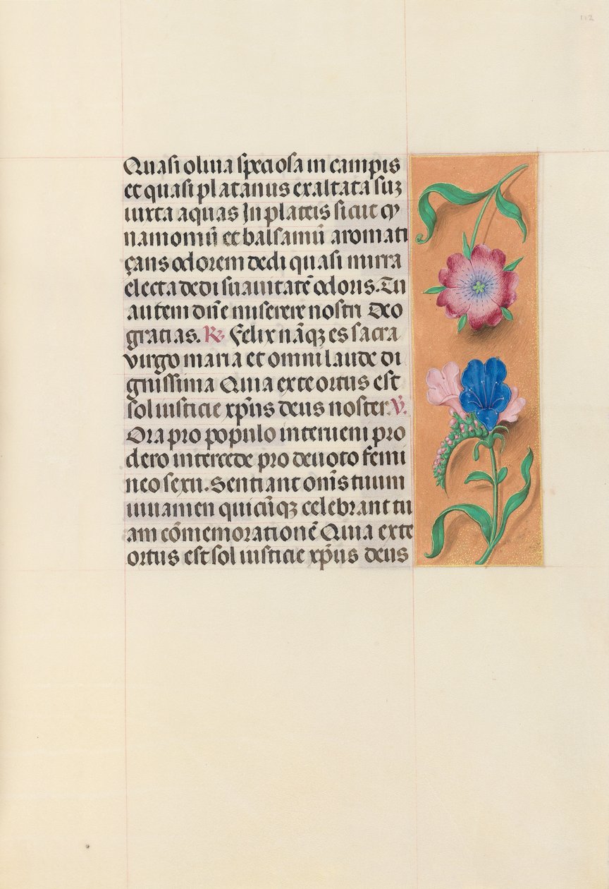 Kuningatar Isabella Katolisen, Espanjan kuningatar: Fol. 112r, c. 1500. tekijältä Master of the First Prayerbook of Maximillian