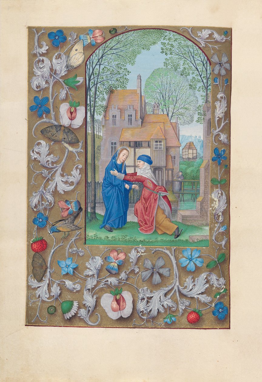Espanjan kuningattaren Isabella katolisen tunteja:  Fol. 115v, Vierailu tekijältä Master of the First Prayerbook of Maximillian