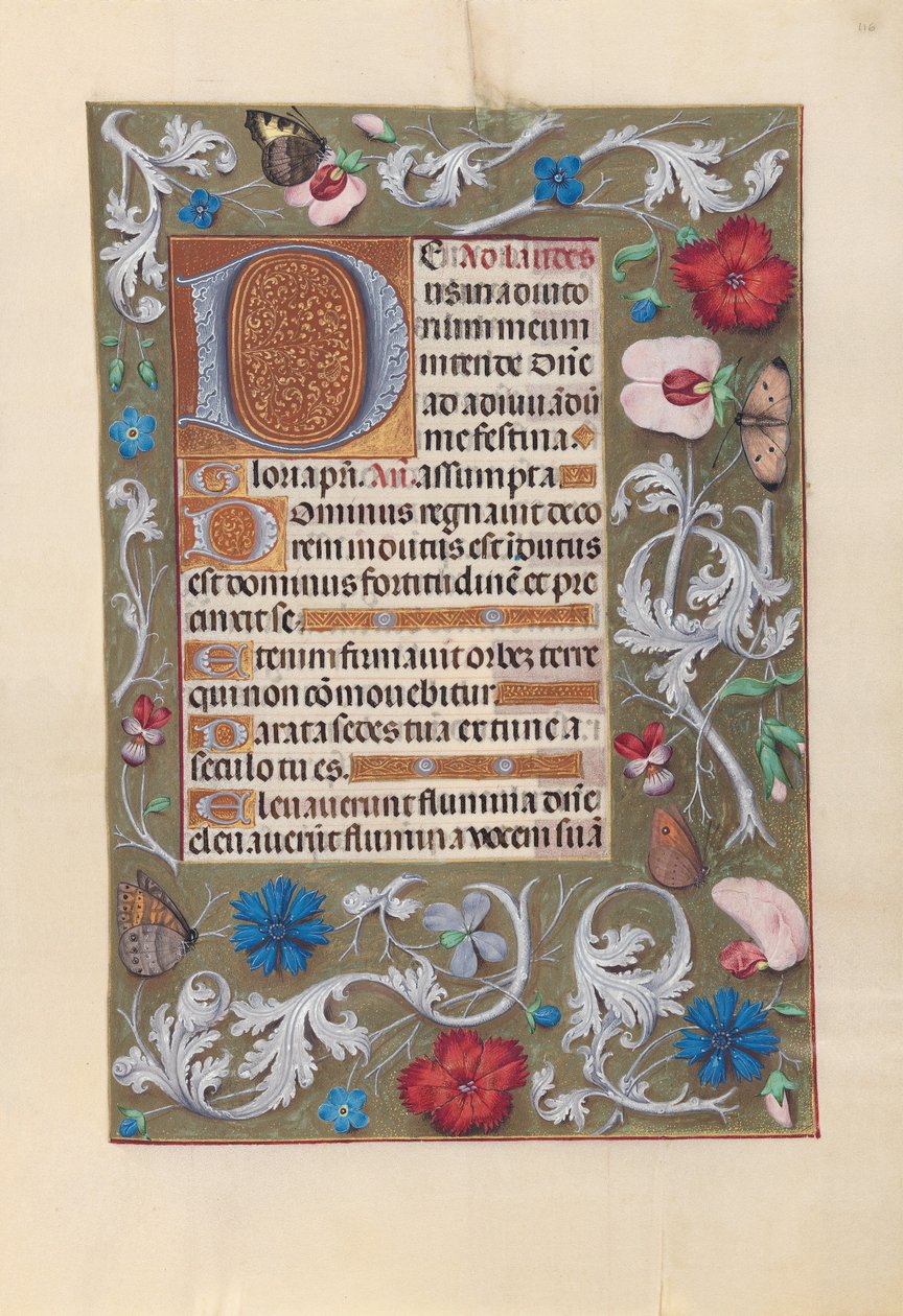 Espanjan kuningattaren Isabella katolisen tunteja:  Fol. 116r tekijältä Master of the First Prayerbook of Maximillian