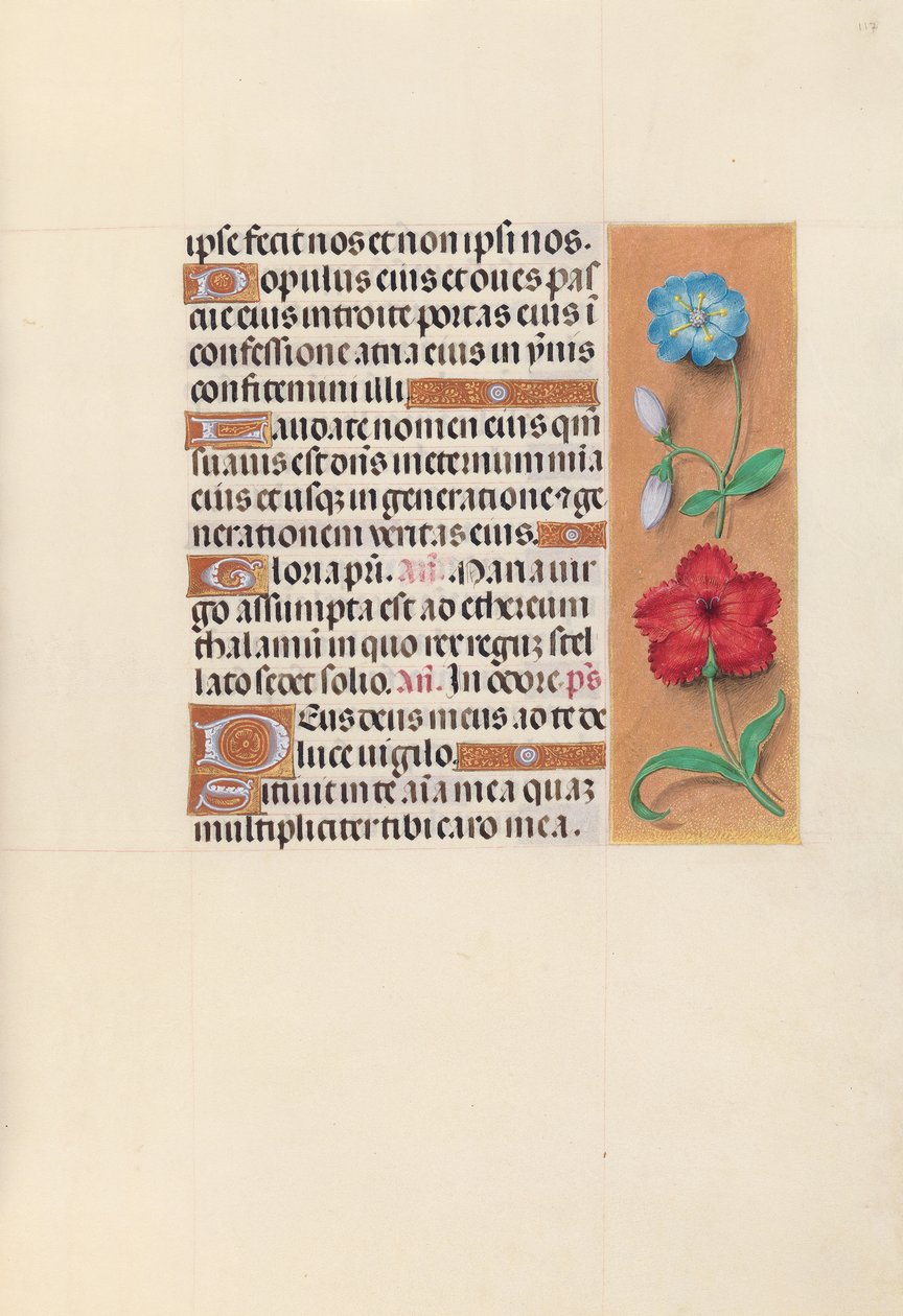 Kuningatar Isabella Katolisen, Espanjan kuningatar: Fol. 117r, c. 1500. tekijältä Master of the First Prayerbook of Maximillian