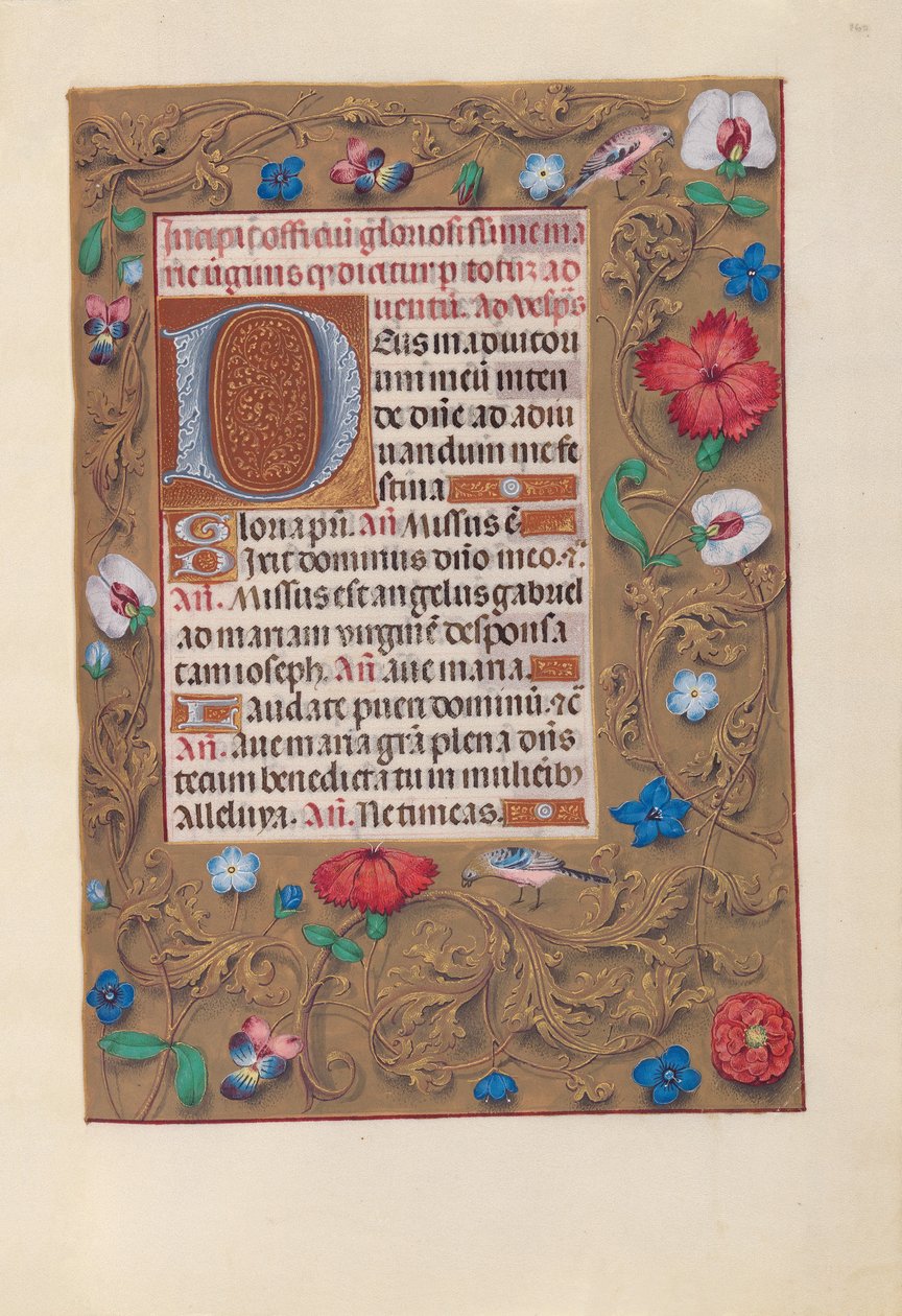 Espanjan kuningattaren Isabella katolisen tunteja:  Fol. 160r tekijältä Master of the First Prayerbook of Maximillian