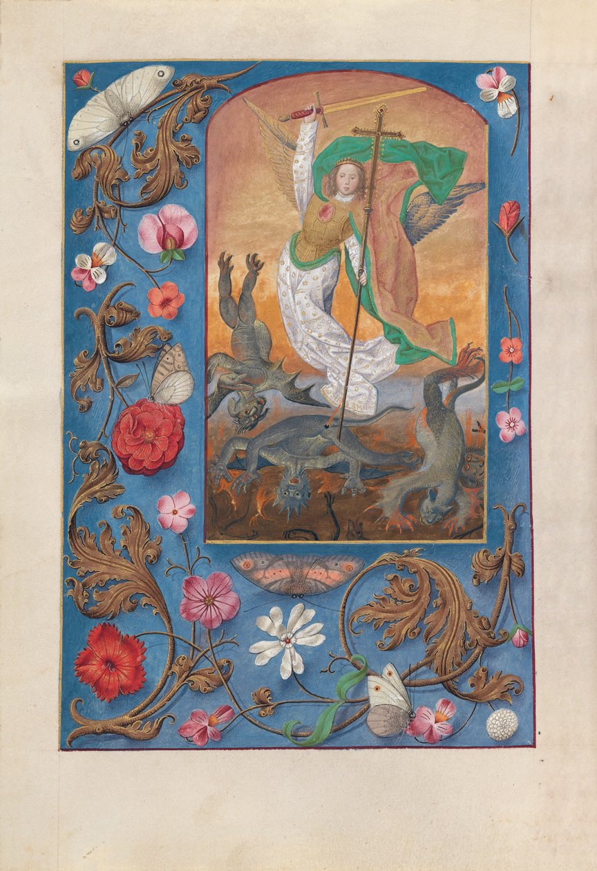 Espanjan kuningattaren Isabella katolisen tunteja:  Fol. 167v, Pyhä Mikael tekijältä Master of the First Prayerbook of Maximillian