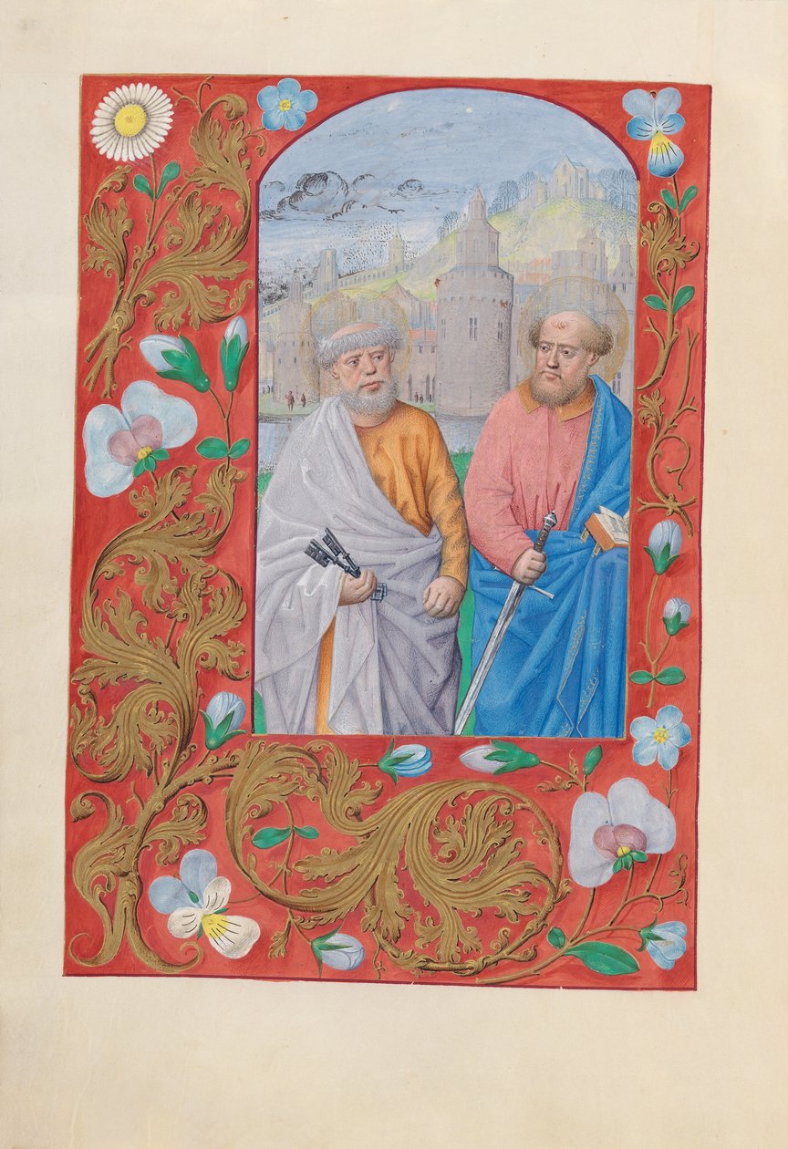 Kuningatar Isabella Katolisen, Espanjan kuningatar: Fol. 173v, Pyhät Pietari ja Paavali, n. 1500. tekijältä Master of the First Prayerbook of Maximillian
