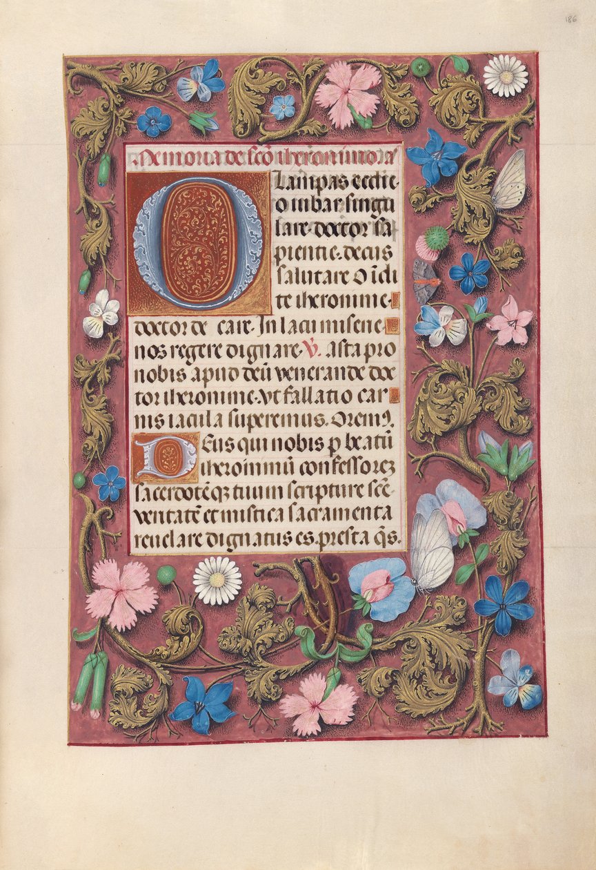 Kuningatar Isabella Katolisen, Espanjan kuningatar: Fol. 186r, c. 1500. tekijältä Master of the First Prayerbook of Maximillian