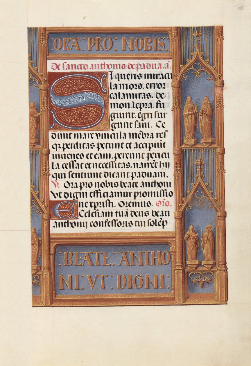 Kuningatar Isabella Katolisen, Espanjan kuningatar: Fol. 188r, c. 1500. tekijältä Master of the First Prayerbook of Maximillian