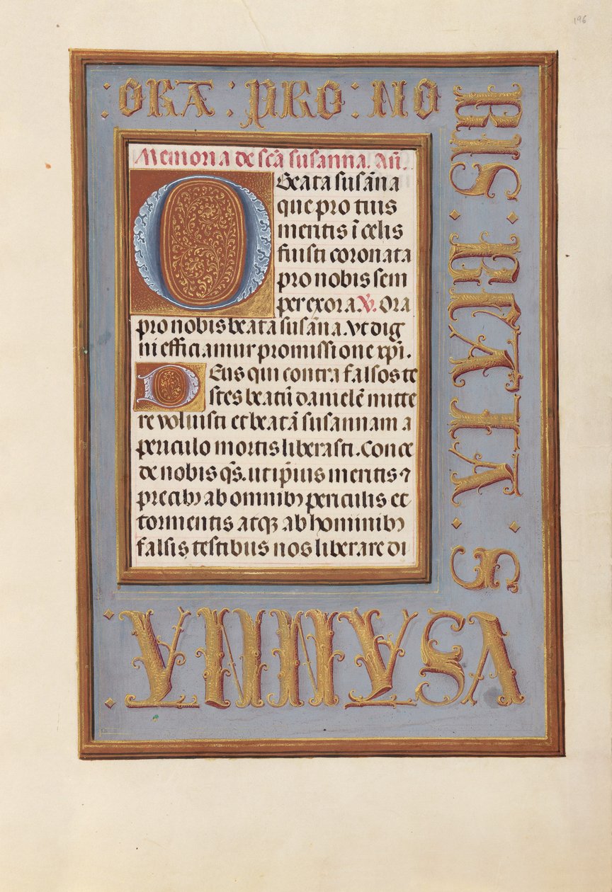 Espanjan kuningattaren Isabella katolisen tunteja:  Fol. 196r tekijältä Master of the First Prayerbook of Maximillian