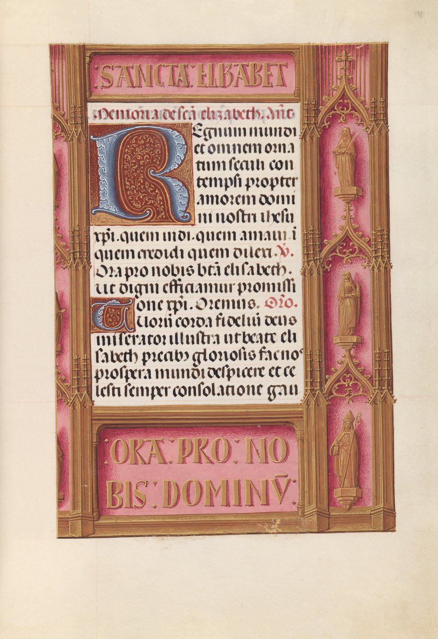 Kuningatar Isabella Katolisen, Espanjan kuningatar: Fol. 198r, c. 1500. tekijältä Master of the First Prayerbook of Maximillian