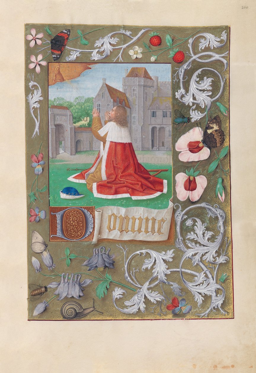 Espanjan kuningattaren Isabella katolisen tunteja:  Fol. 200r, David tekijältä Master of the First Prayerbook of Maximillian