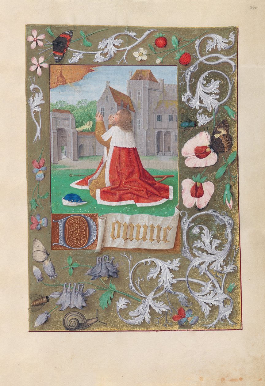 Kuningatar Isabella Katolisen, Espanjan kuningatar: Fol. 200r, David, n. 1500. tekijältä Master of the First Prayerbook of Maximillian
