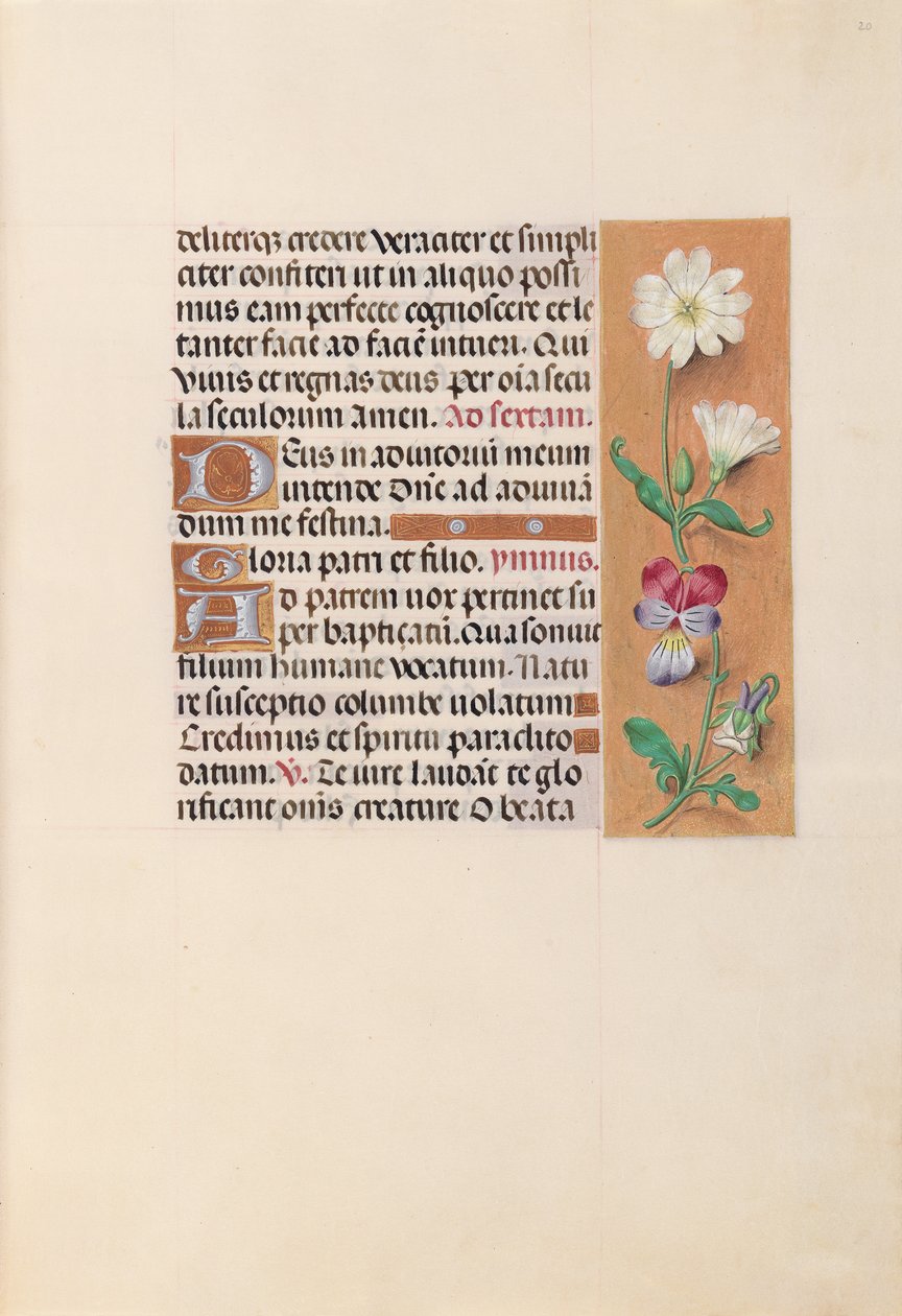 Kuningatar Isabella Katolisen, Espanjan kuningatar: Fol. 20r, c. 1500. tekijältä Master of the First Prayerbook of Maximillian