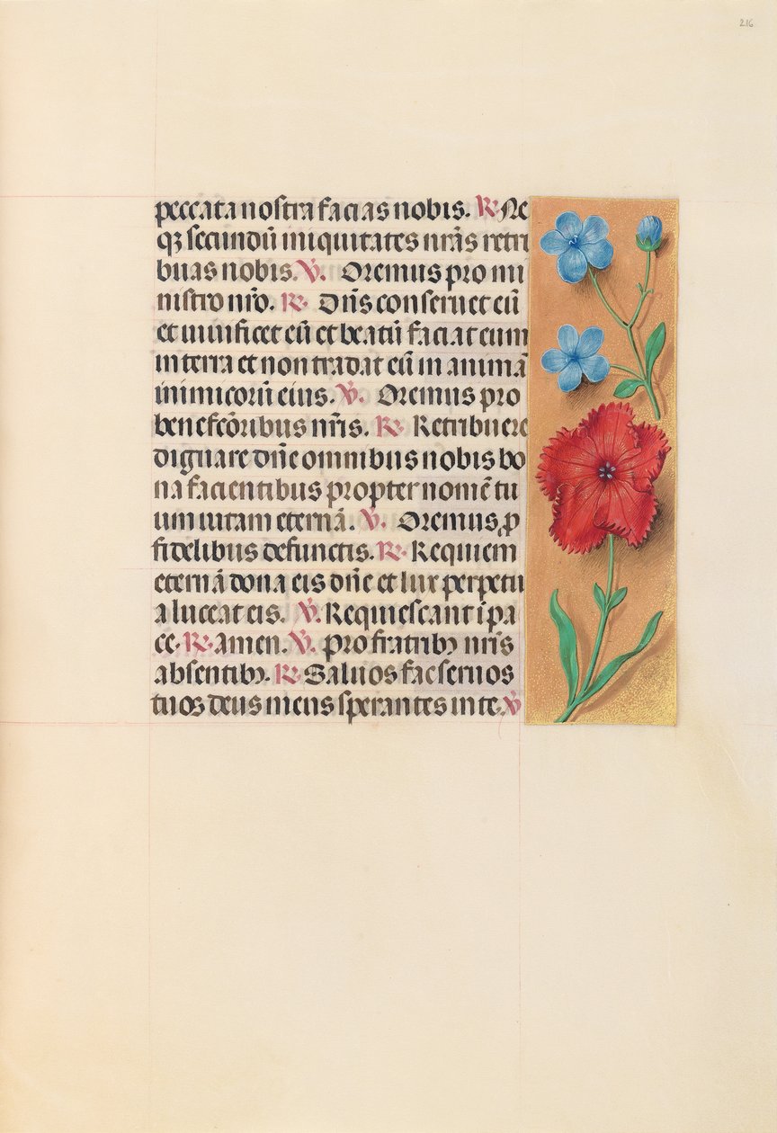 Kuningatar Isabella Katolisen, Espanjan kuningatar: Fol. 216r, c. 1500. tekijältä Master of the First Prayerbook of Maximillian
