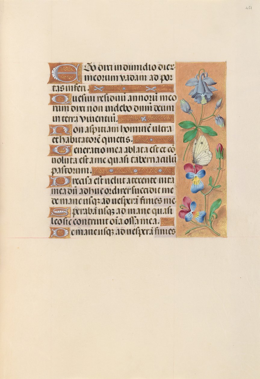 Espanjan kuningattaren Isabella katolisen tunteja:  Fol. 251r tekijältä Master of the First Prayerbook of Maximillian