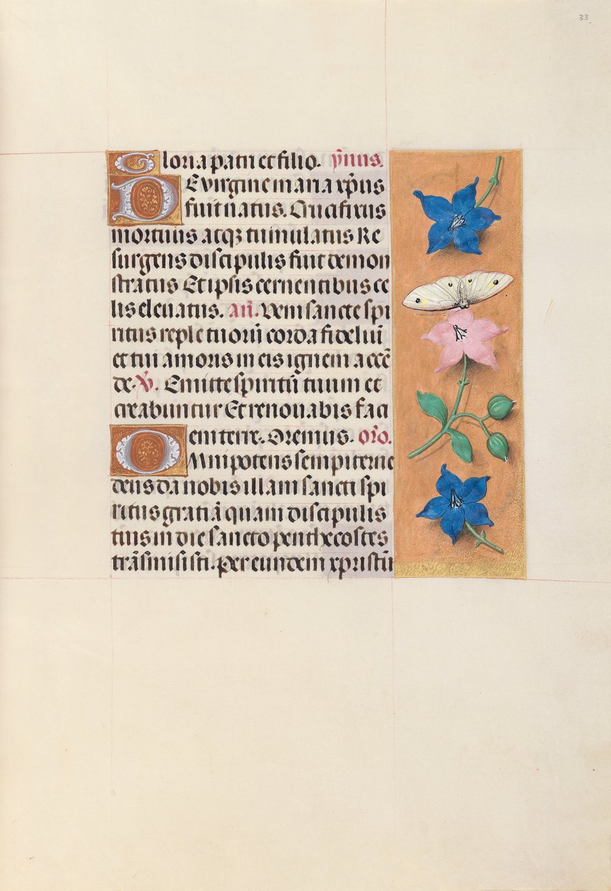 Kuningatar Isabella Katolisen, Espanjan kuningatar: Fol. 33r, c. 1500. tekijältä Master of the First Prayerbook of Maximillian