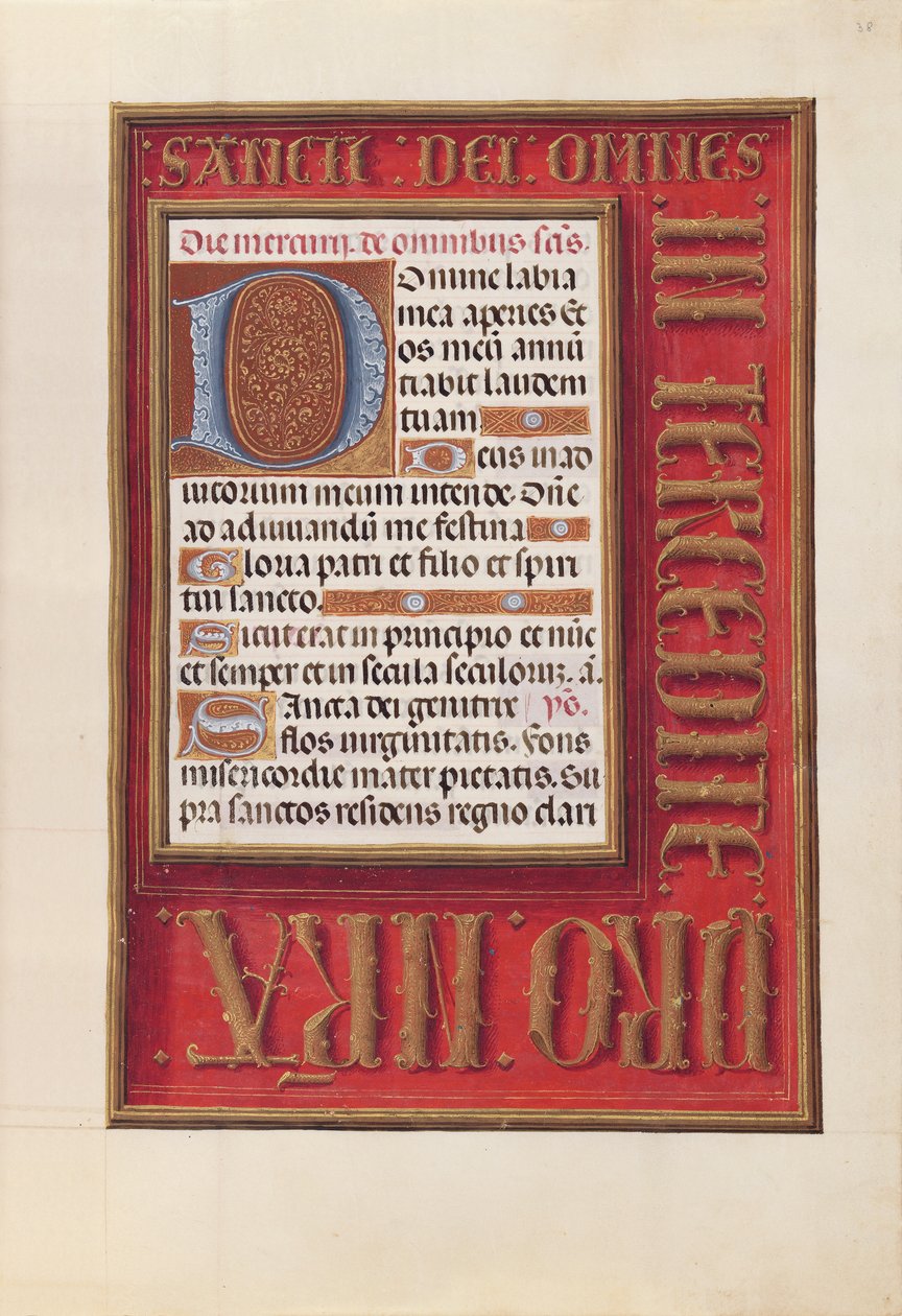 Kuningatar Isabella Katolisen, Espanjan kuningatar: Fol. 38r, c. 1500. tekijältä Master of the First Prayerbook of Maximillian