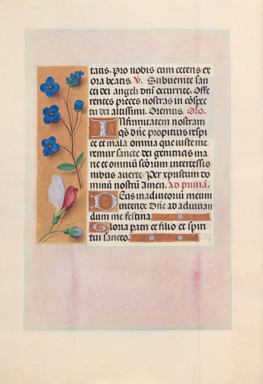 Espanjan kuningattaren Isabella katolisen tunteja:  Fol. 38v tekijältä Master of the First Prayerbook of Maximillian