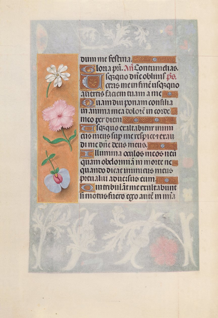 Espanjan kuningattaren Isabella katolisen tunteja:  Fol. 57v tekijältä Master of the First Prayerbook of Maximillian