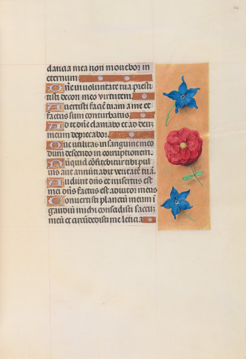 Kuningatar Isabella Katolisen, Espanjan kuningatar: Fol. 74r, c. 1500. tekijältä Master of the First Prayerbook of Maximillian