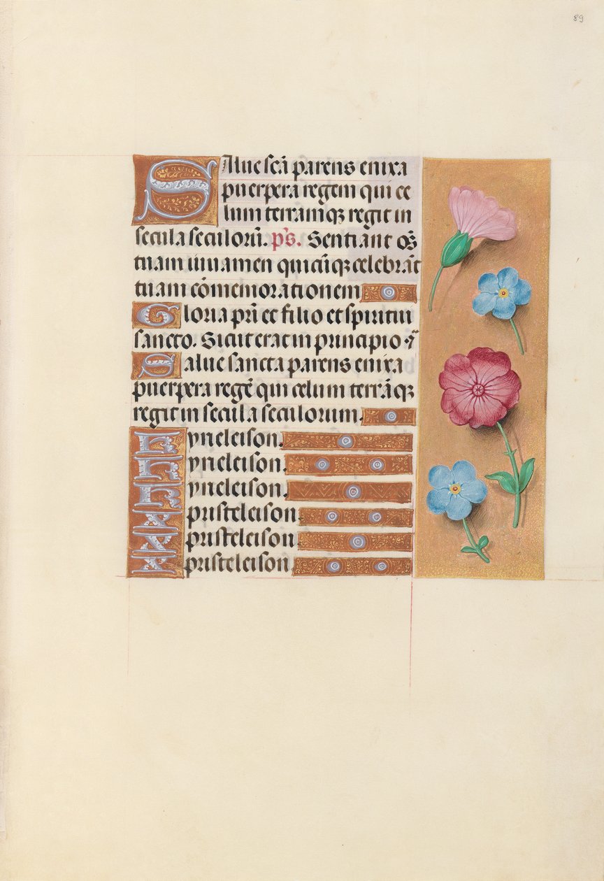 Kuningatar Isabella Katolisen, Espanjan kuningatar: Fol. 89r, c. 1500. tekijältä Master of the First Prayerbook of Maximillian