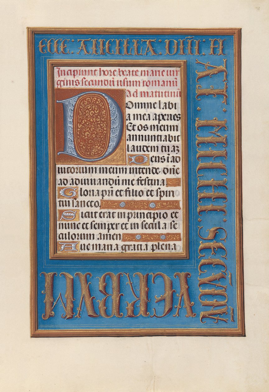 Kuningatar Isabellan katolisen tunnit, Espanjan kuningatar: Fol, 98r, c. 1500. tekijältä Master of the First Prayerbook of Maximillian