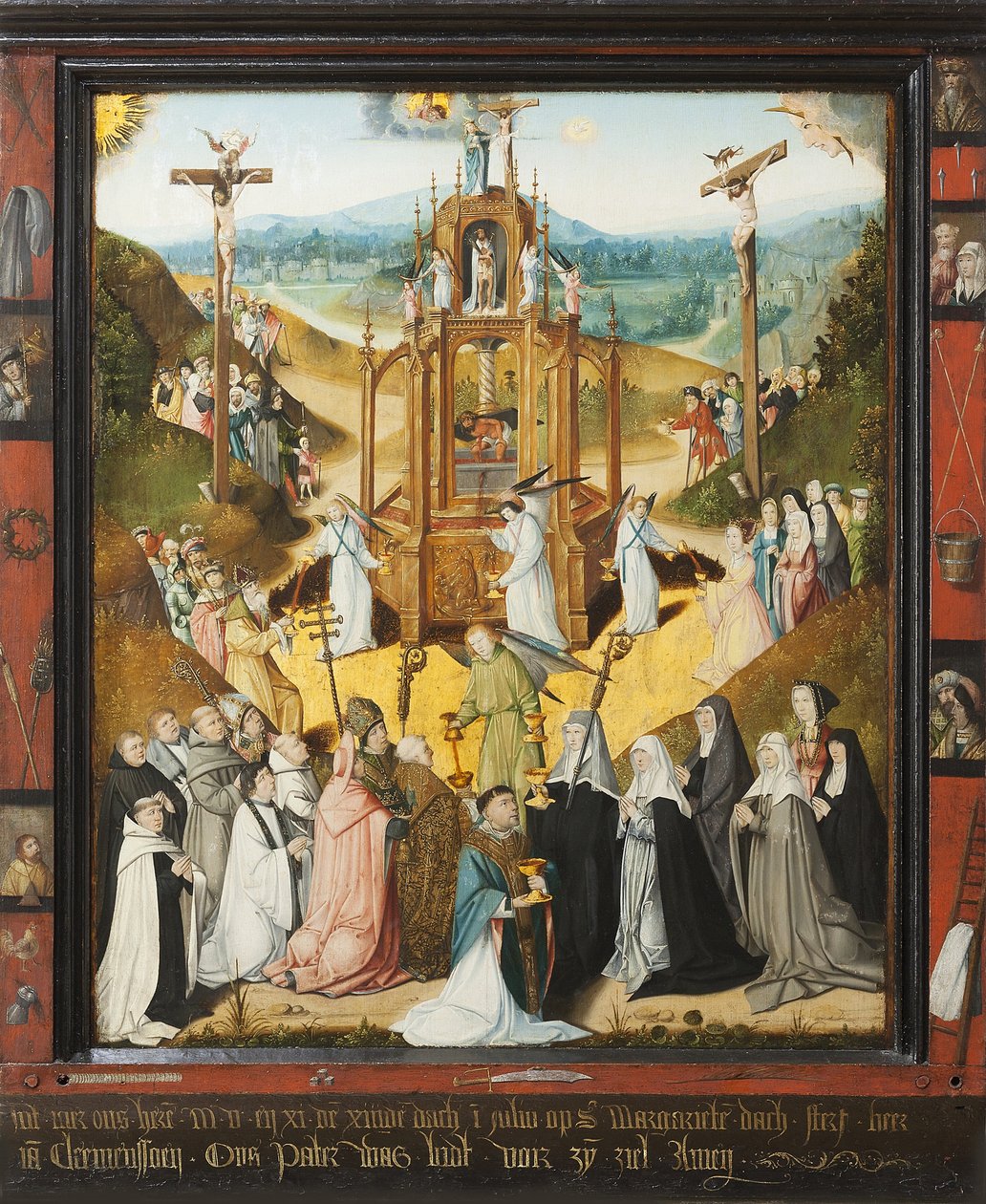 La fontaine de vie, epitaphe pour free Clemenssoen - Elämän lähde. Isä Clemenssoen - Prahan elämänsuihkun mestari (toimii vuosina 1475-1525). Öljy puulle tekijältä Master of the Fountain of Life