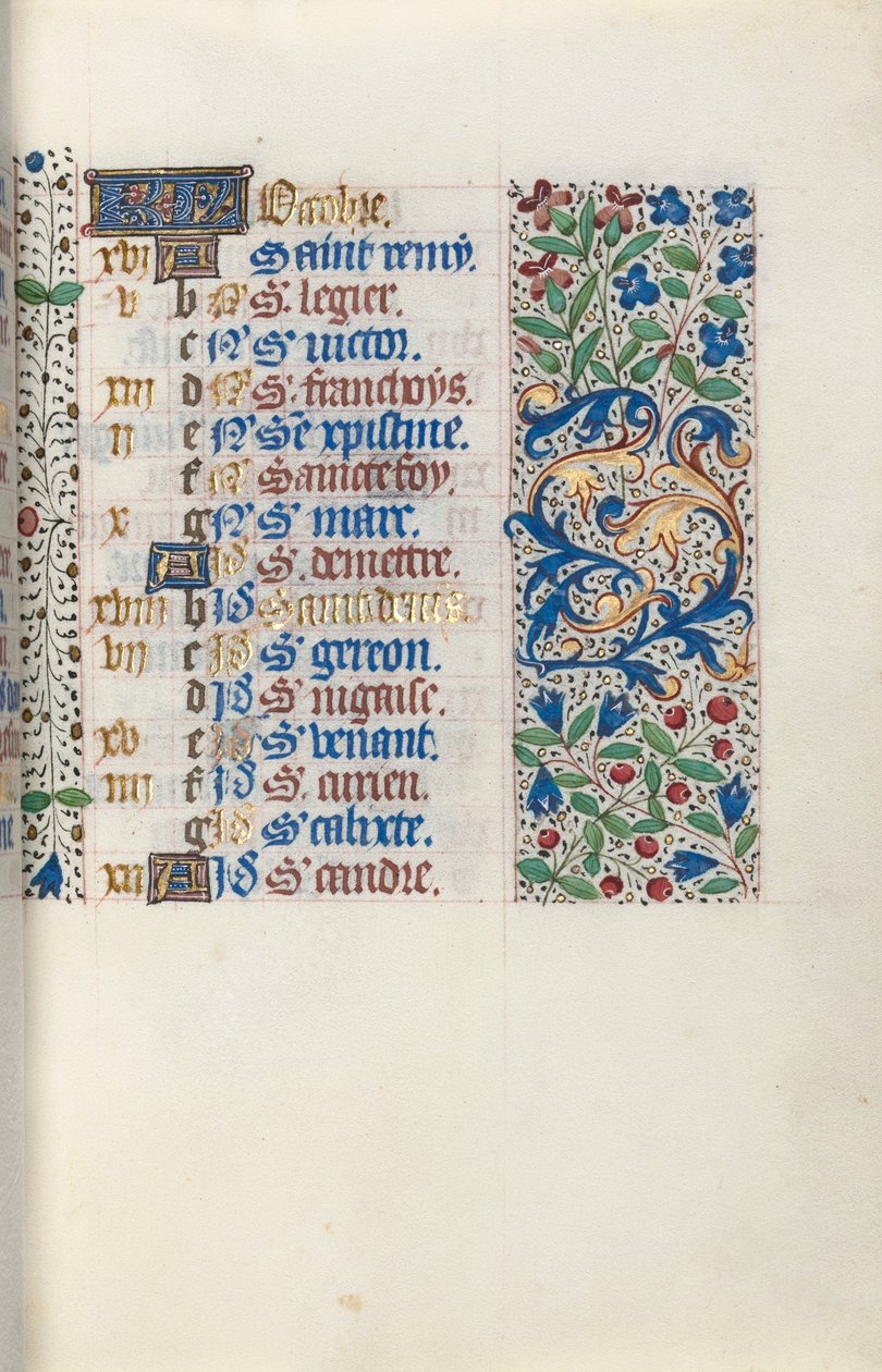 Tuntikirja Rouenin käyttö: fol. 10r, c. 1470. tekijältä Master of the Geneva Latini