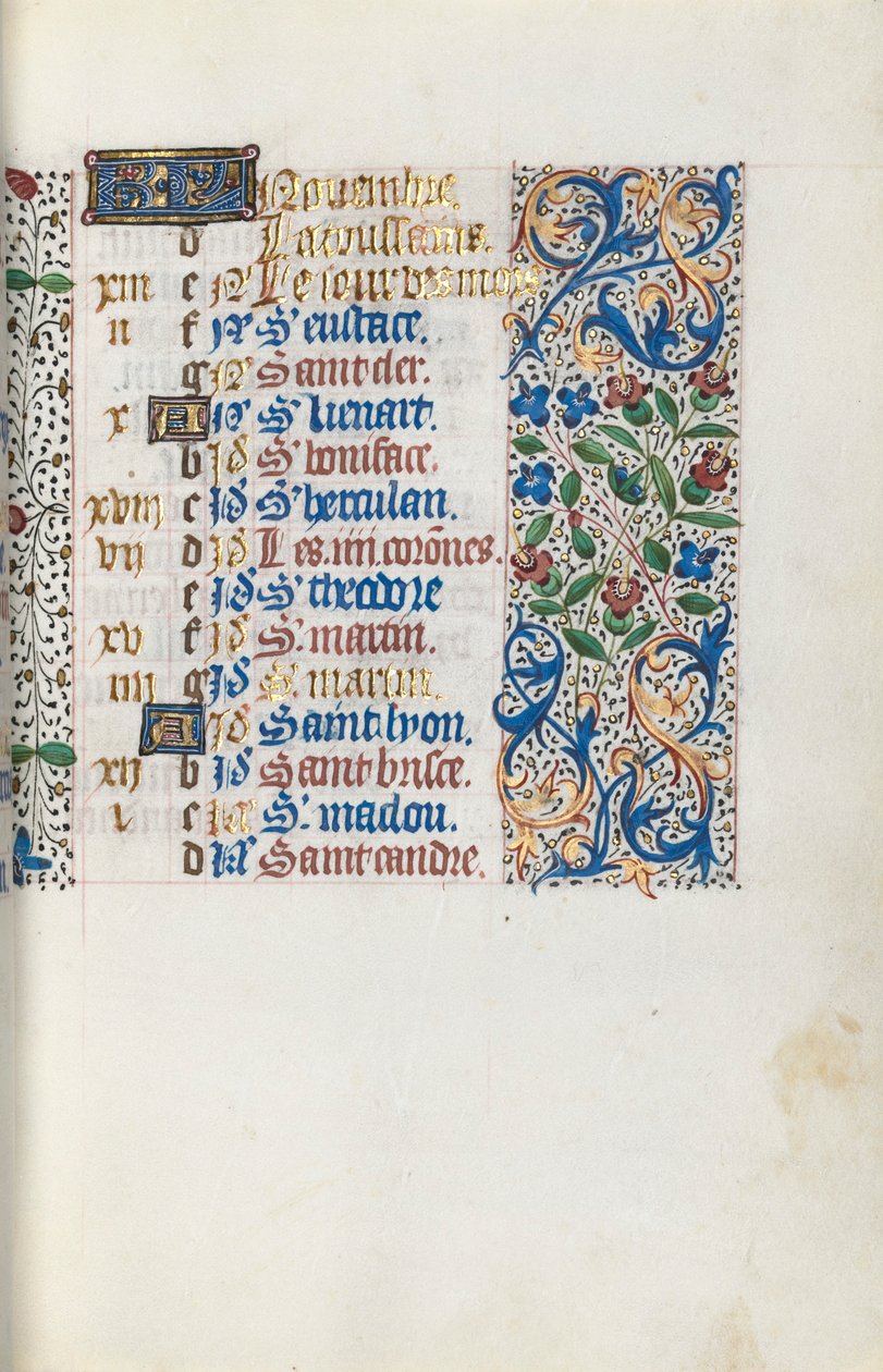 Tuntikirja Rouenin käyttö: fol. 111r, c. 1470. tekijältä Master of the Geneva Latini