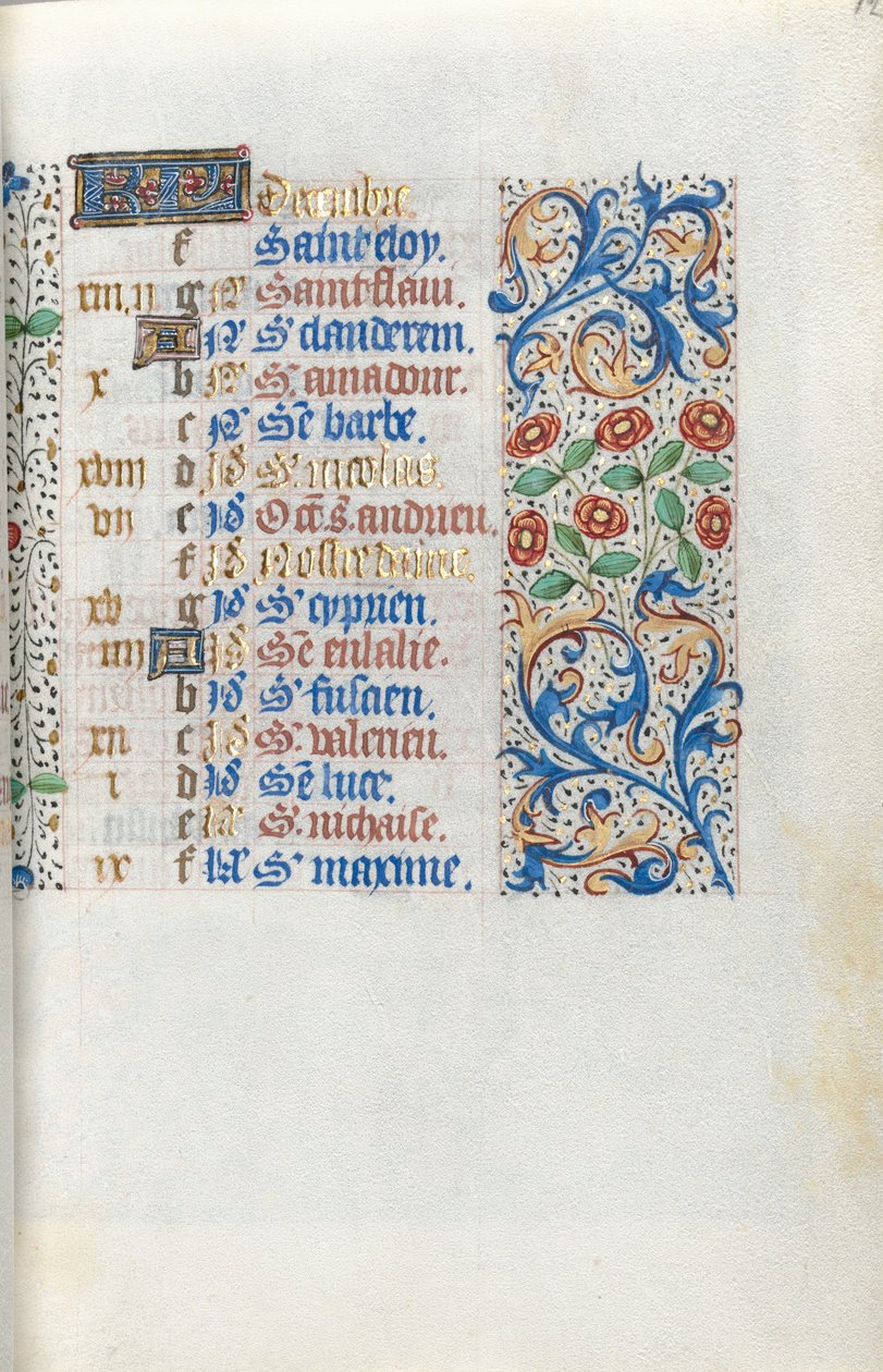Tuntikirja Rouenin käyttö: fol. 12r, c. 1470. tekijältä Master of the Geneva Latini