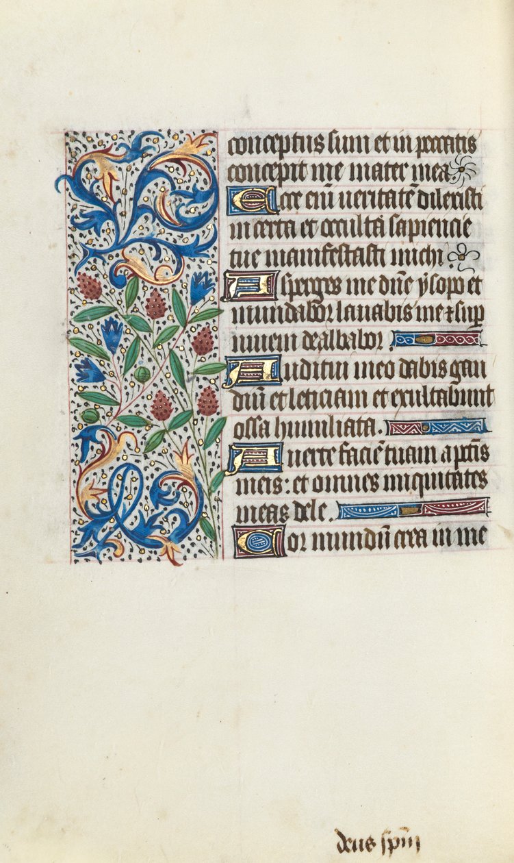 Tuntikirja Rouenin käyttö: fol. 134v, c. 1470. tekijältä Master of the Geneva Latini