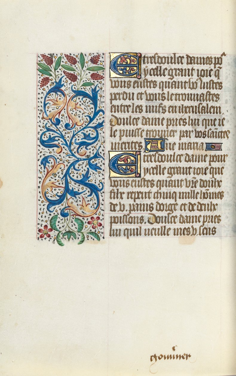 Tuntikirja Rouenin käyttö: fol. 149v, c. 1470. tekijältä Master of the Geneva Latini