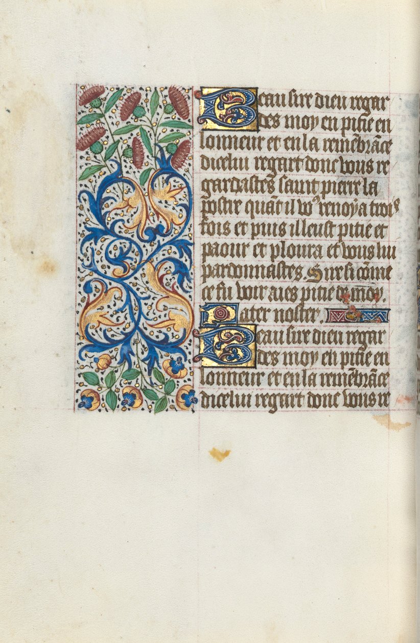 Tuntikirja Rouenin käyttö: fol. 153v, c. 1470. tekijältä Master of the Geneva Latini