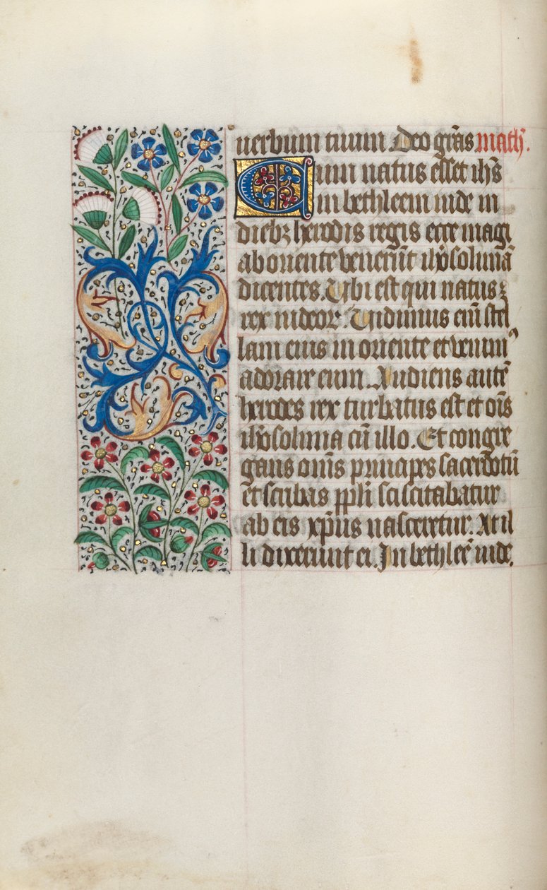 Tuntikirja Rouenin käyttö: fol. 16v, c. 1470. tekijältä Master of the Geneva Latini