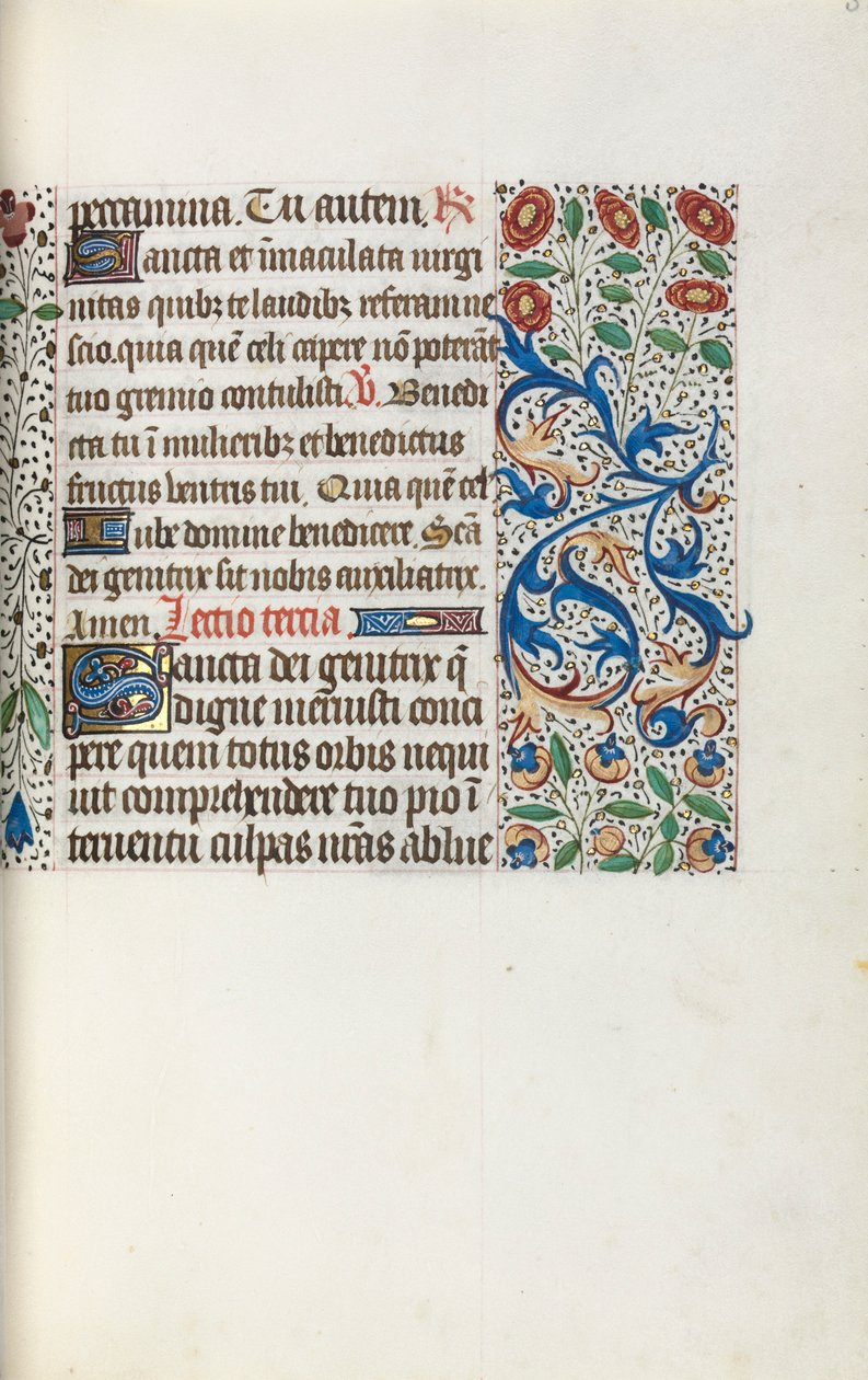 Tuntikirja Rouenin käyttö: fol. 36r, c. 1470. tekijältä Master of the Geneva Latini